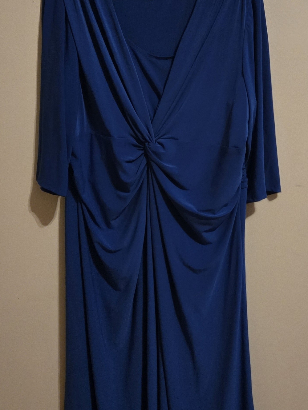 Chaps Deep Blue Long Sleeve Knot-Front Dress